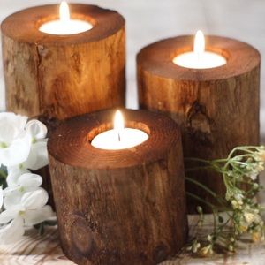 Log candle holders